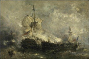 Hendrik Frans Schaefels Bataille navale Batailles navale Peinture à l'huile